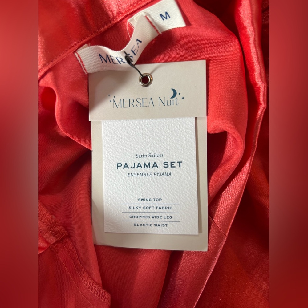 NWT Mersea Nuit Satin Sailors Pajama Set Medium in Sunset - Picture 11 of 11